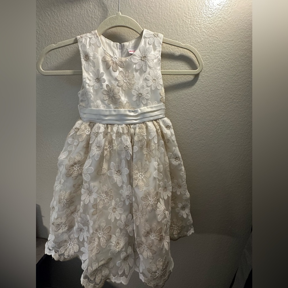 dress Girl Formal Dress Beige and Gold Color Size 5